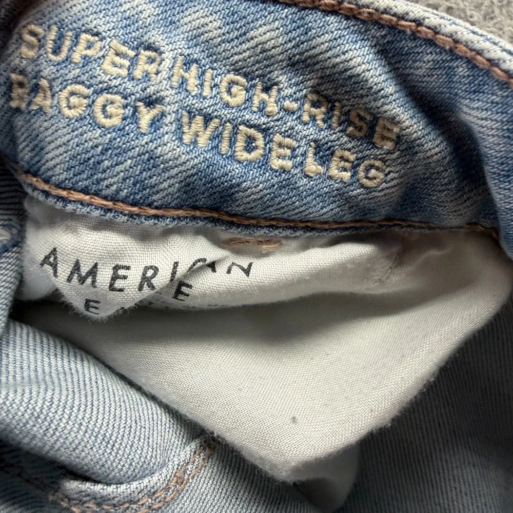 American Eagle Outfitters Jeans Womens 0 Blue Denim Wide-Leg Cargo Baggy Stretch